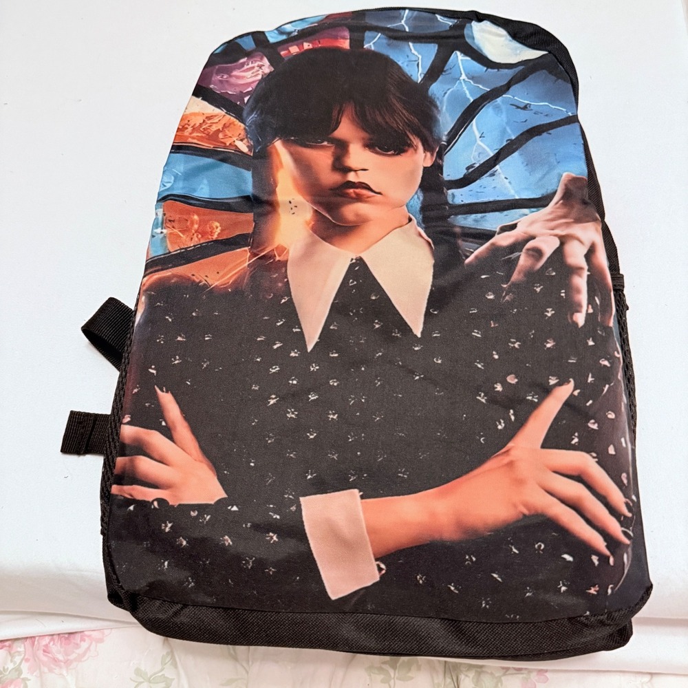 Wednesday Addams Backpack Unisex Medium Black Graphic School Bag‎